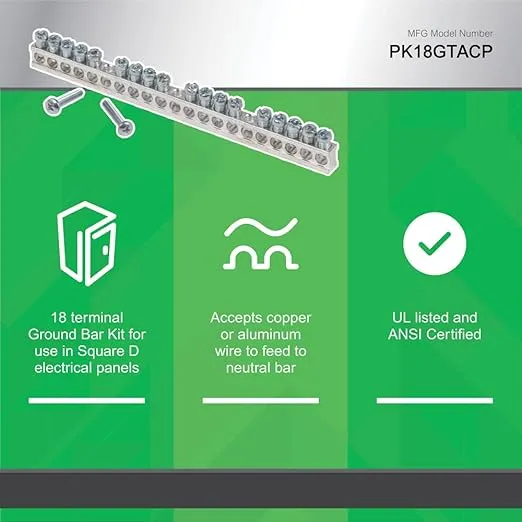 Square D - PK18GTACP 18 Terminal Ground Bar Kit