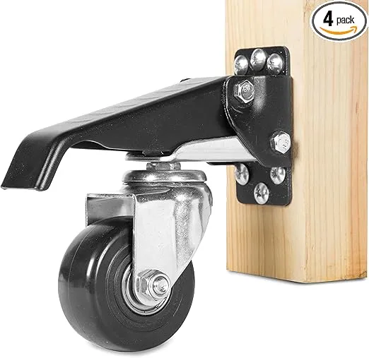 WEN CA3060 Retractable Workbench Casters, 3-Inch Diameter Wheels, 800-Pound Capacity, 4 Pack, Black