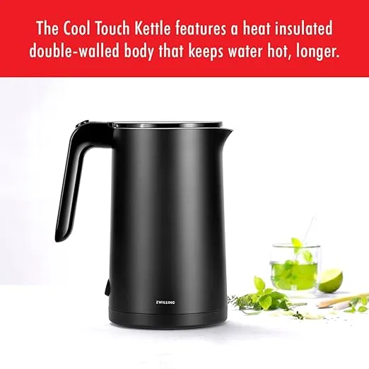 ZWILLING Enfinigy Cool Touch 1.5-Liter Electric Kettle, Cordless Tea Kettle & Hot Water, Black