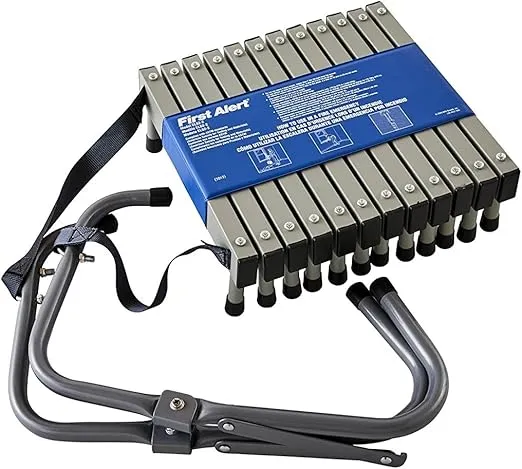 First Alert Two-Story Fire Escape Ladder, Steel, Anti-Slip, EL52-2, Black