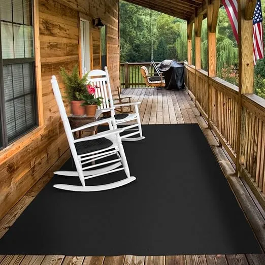 House, Home and More Indoor Outdoor Carpet with Rubber Marine Backing - Black - 6 Feet x 15 Feet - Durable, UV-Resistant - Adds Color and Comfort to Your Deck, Patio or Other Outdoor Rug Space.