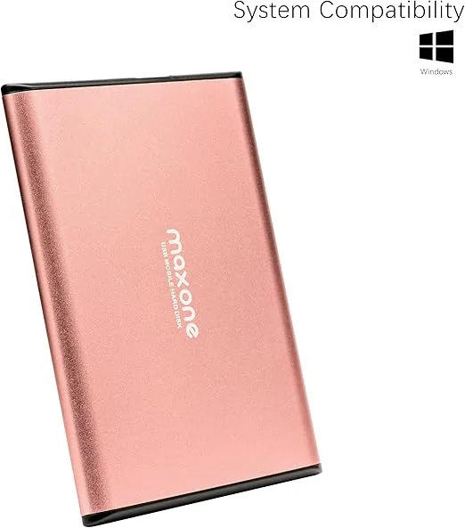 Maxone 320GB Ultra Slim Portable External Hard Drive HDD USB 3.0 for PC, Mac, Laptop, PS4, Xbox one - Rose Pink