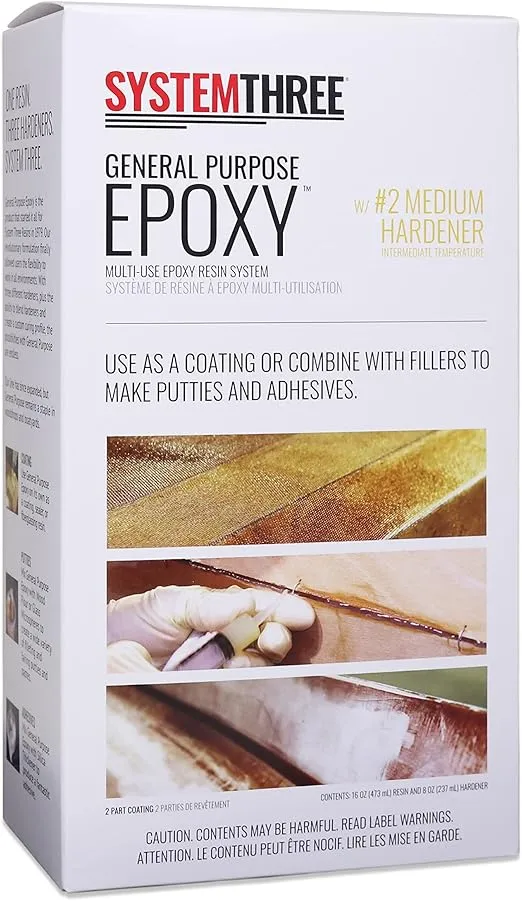 System Three General Purpose Epoxy Resin with #2 Medium Hardener, 1.5 Pints, Medium Amber