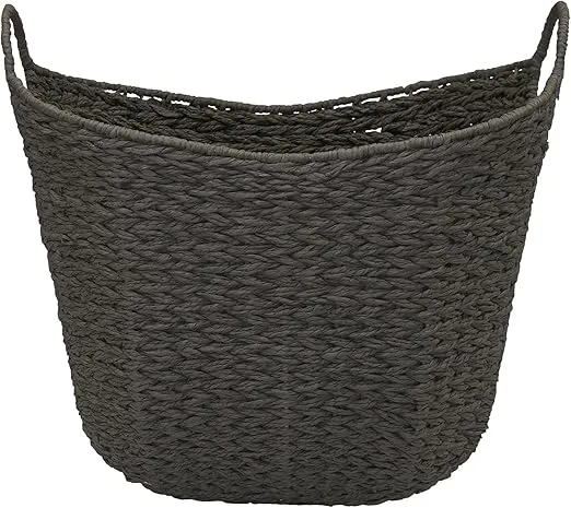 Household Essentials Natural Woven Wicker Storage Basket with Handles