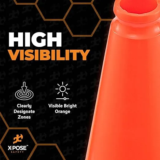 18 Inch Orange Traffic Cones, 24-Pack - Multipurpose PVC Plastic Safety Cone for Parking, Soccer, Caution, Kids and Construction - MUTCD Compliant - Xpose Safety