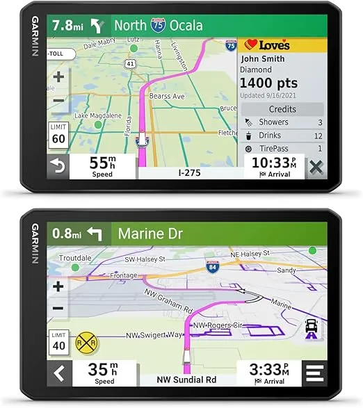 Wearable4U - Garmin OTR710, Large, Easy-to-Read 7 GPS Truck Navigator, Custom Truck Routing, High-Resolution Birdseye Satellite Imagery with Power Pack Bundle