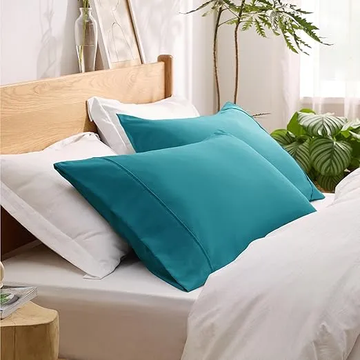 Bedsure Pillow Cases Standard Size Set of 2 - Teal Brushed Microfiber Pillowcases, Super Soft and Cozy Pillow Case Covers with Envelop Closure, 20x26 Inches