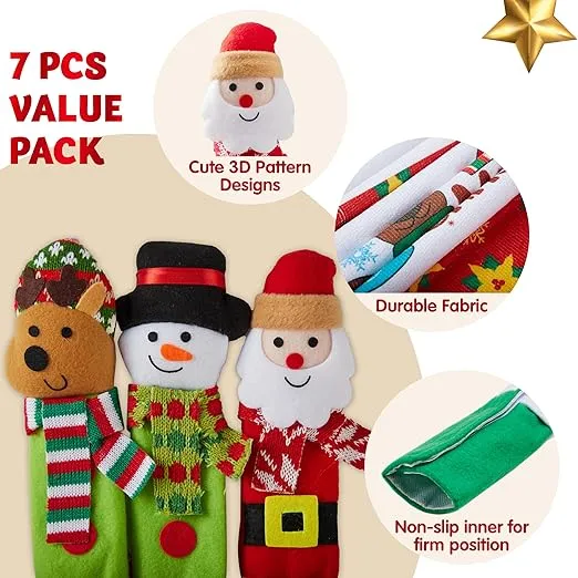 JOYIN 7 Pieces Christmas Kitchen Appliance Handle Covers for Kitchen Refrigerator Microwave Oven Dishwasher Decoration, Xmas Indoor Décor, Party Favor Supplies