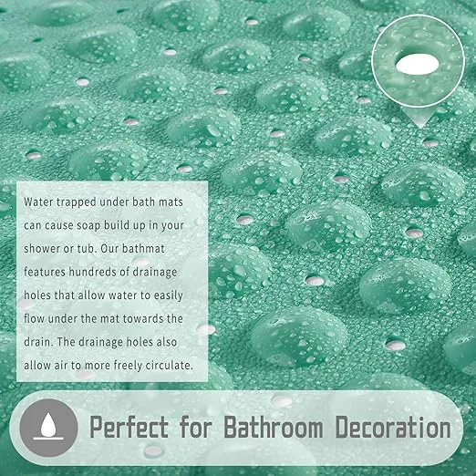 Yimobra Shower Mat Bathtub Mat Non Slip 40 x 16, Bath Mat for Tub Floor with Big Suction Cups and Drain Holes, Machine Washable Shower Mats for Inside Shower, Phthalate Latex Free, MARRS Green