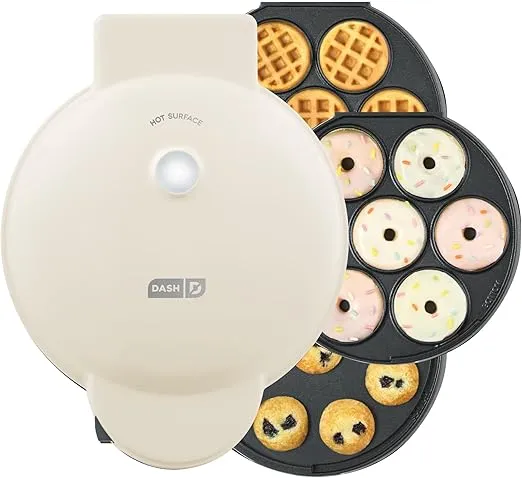 DASH MultiMaker Treat Maker System, Mini Donuts, Waffle Bites, Mini Cupcakes - Cream