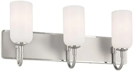 Kichler Solia 24" 3 Light Vanity with Opal Glass in Polished Nickel with Stain Nickel