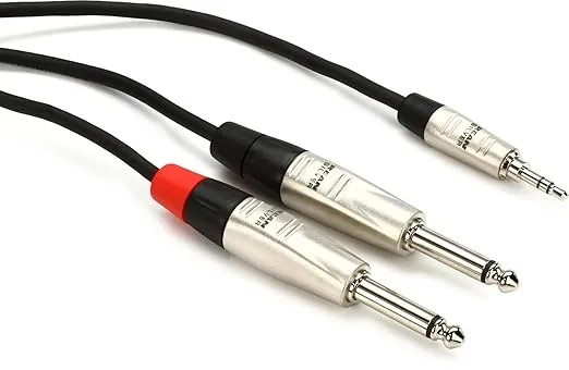 HOSA HMP-010Y Pro Stereo Breakout Cable - 3.5mm TRS Male to Dual 1/4-inch TS Male - 10 Foot