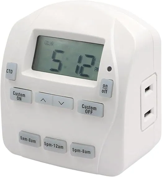 Prime TNIDP12 EZ-Set 1-Outlet 24-Hour Digital Indoor Timer