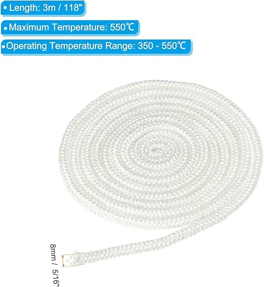 PATIKIL 5/16"x 118" Wood Stove Gasket, Fiberglass Round High-Temperature Resistance Seal Rope Replacement for Stoves Fireplace Door, White