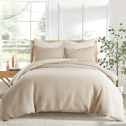 Levtex Home - Cloud Waffle Taupe Comforter Set - King Comforter + Two King Pillow Cases - Waffle Weave - Taupe - Comforter (106 x 94in.) and Pillow Case (36 x 20in.) - Cotton