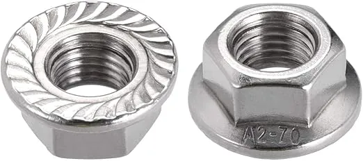 uxcell M16 Serrated Flange Hex Lock Nuts, 304 Stainless Steel, 2 Pcs