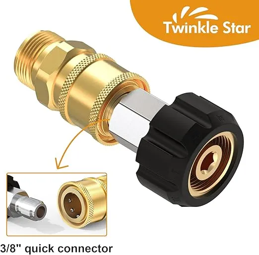 Twinkle Star Pressure Washer Adapter Set Quick Connect Kit, M22 14mm Swivel to 3/8'' Quick Connect