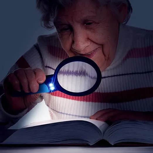 MagniPros See Things Differently Magnifying Glass with Bright LED Lights- 2.5X, 5X, 16X Handheld with 3 Interchangeable Lenses-Ideal for Seniors, Maps, Macular Degeneration, Jewelry, Watch