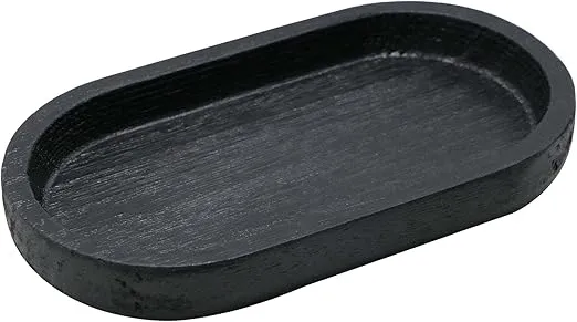 Sweet Water Décor Black Wood Tray for Home | Kitchen and Bathroom Dispenser Holder | Jewelry Dish | Wooden Soap Bottle Holder | Trays for Counters | Vanity Plate | Farmhouse Dish Décor