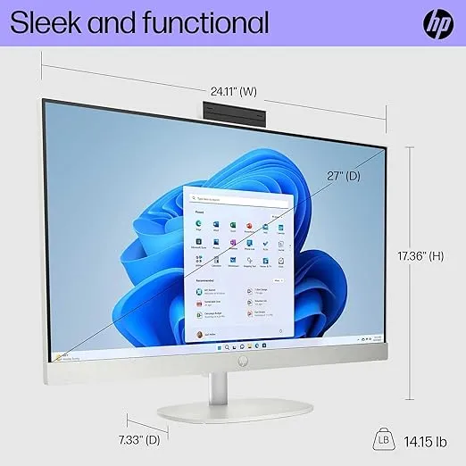 HP 27" All-in-One Desktop Computer, FHD IPS Display, 12-core Intel Core Ultra 7-155U Processor, 32GB DDR5, 1TB SSD, Wi-Fi 6, HDMI, Wireless KB&Mouse, Windows 11 Home, + 500G P500 Portable SSD