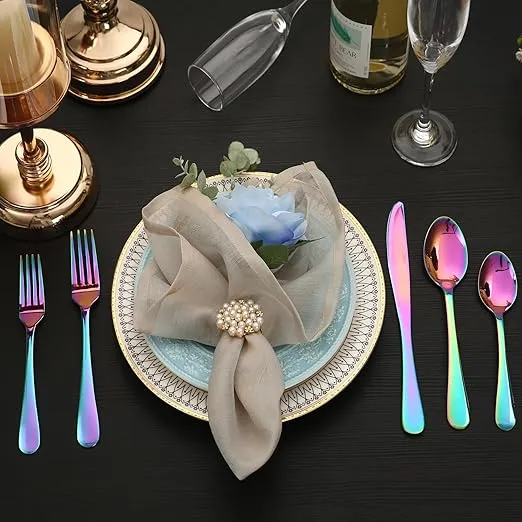 Lorena Flatware Set for 4, 20-Pieces Stainless Steel Silverware Sets Service for 4, 20 Pcs Cutlery Set Include Fork Knife Spoon Set,Dishwasher Safe