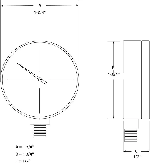 Performance Tool W10055 0-200 PSI Air Gauge for Air Tank Accessory