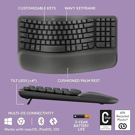 Logitech 920012059 MK670 Wireless Wave Keys Comb