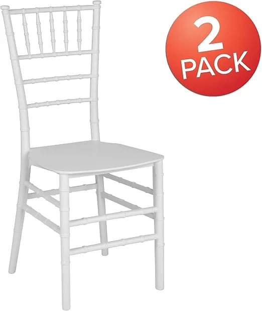 Flash Furniture 2 Pack HERCULES PREMIUM Series White Resin Stacking Chiavari Chair