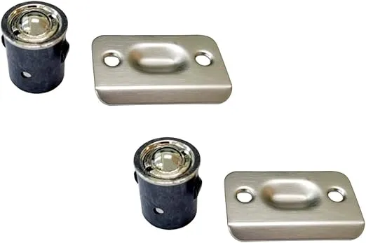 QCAA Zinc DieCast Door Drive-in Ball Catch, Brushed Satin Nickel, 2 Pack