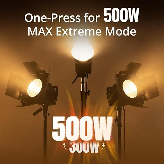 ZHIYUN MOLUS G300 [Official], 300W COB Bi-Color LED Video Light, Bowens Mount, 500W MAX Extreme Mode, App Control, Ultra Quiet, 2700K-6500K, CRI 95+ TLCI 97+ 15500Lux/1M,14 Lighting Effects