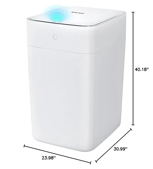 TOWNEW T1S Automatic Trash Can, 4.1 Gallon Rechargeable Touchless Motion Sensor Trash Can, Self-Sealing and Self-Changing Smart Garbage Can with Lid for Kitchen Bathroom Bedroom Office (White)