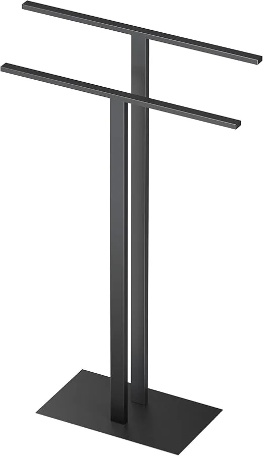 Gatco 1552MX Modern Floorstanding Two Level Towel Holder, Matte Black