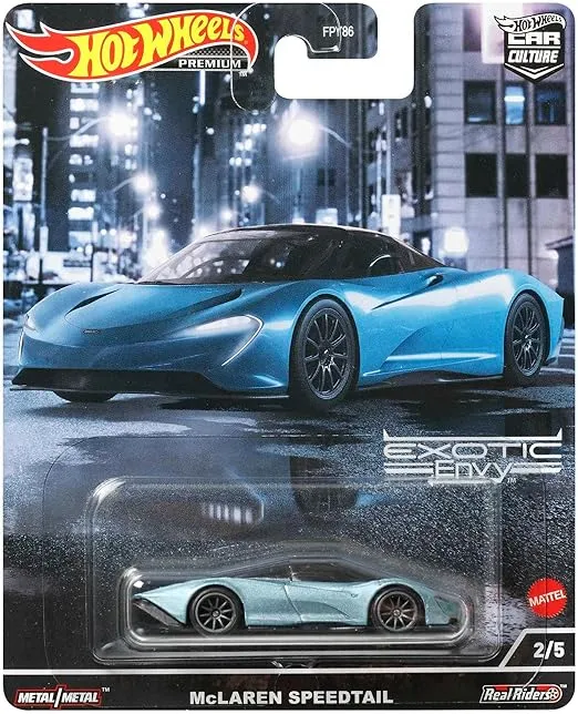 McLaren Speedtail Blue Metallic with Black Top Exotic Envy Series Diecast Model Car by Hot Wheels