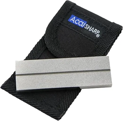 AccuSharp Pocket Stone Sharpener with Pouch, 3 Inch Dual-Sided Sharpening Stone for Knives, Fish Hooks, Camping, Hunting Knives, Restores, Repairs & Hones Blades, Diamond
