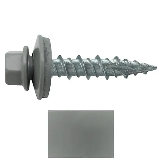 Metal Roofing Screws: (250) 10 x 1 Light Gray Hex Head Sheet Metal Roof Screw. Self Starting Metal to Wood siding Screws. EPDM Washer. Colored Head