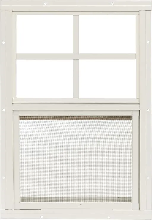 Shed Window 24" W x 27" H, J-Lap for Sheds, Playhouses, and Chicken Coops 1 PK (Black)