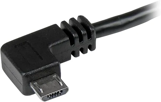 StarTech.com 1m 3 ft Micro-USB Cable with Right-Angled Connectors - M/M - USB A to Micro B Cable - 3ft Right Angle Micro USB Cable (USB2AUB2RA1M), Black