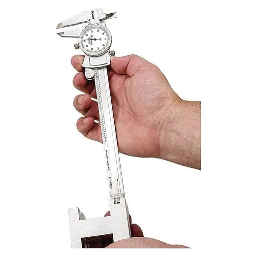 Starrett Dial Caliper with Adjustable Bezel and Fitted Case - White Face, 0-6" Range, +/-0.001" Accuracy, .001" Graduations - 3202-6