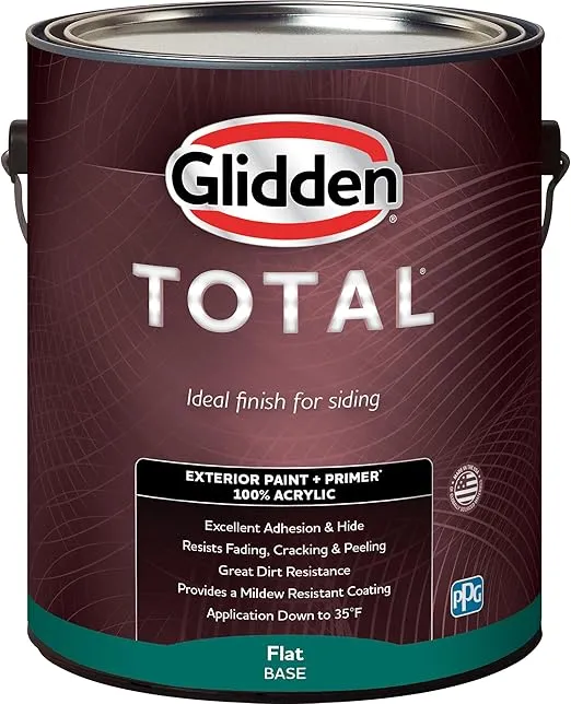 Glidden Total Exterior Paint & Primer All-in-One, Antique Silver/Gray, Flat, 1 Gallon