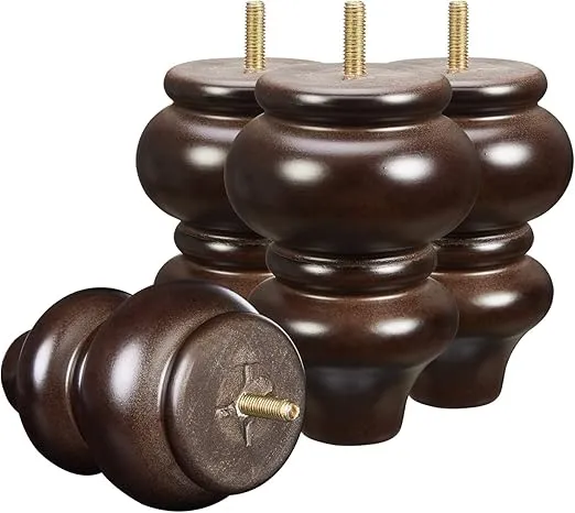 Wood Furniture Legs 5 inch Sofa Legs Pack of 4,Round Couch Legs Espresso Mid Century Desk Legs,Sofa Replacement Parts,For Dresser Legs Sideboard Recliner Couch Circle Chair Couch Riser Coffee Table