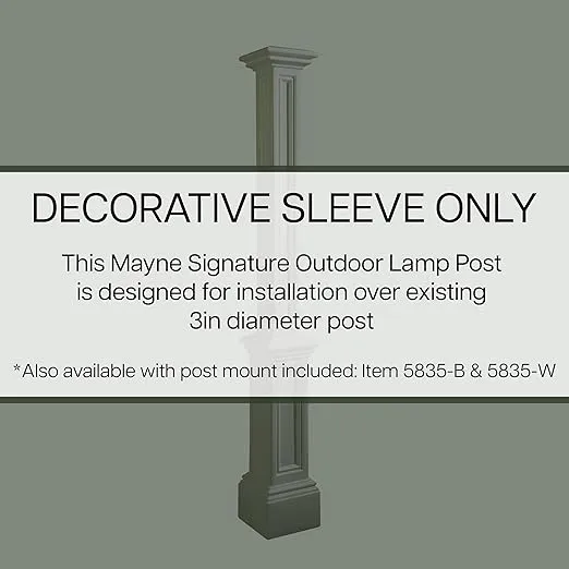 Mayne Signature Lamp Post - White - Dimensions: 9.5in L x 9.5in W x 72in H - Fade Resistant - Polyethylene Lamp Post (5837-W) Decorative Sleeve ONLY