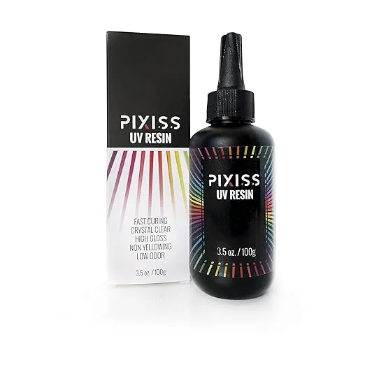 UV Light Resin Clear Epoxy Craft Resin Kit - Pixiss Crystal Clear Hard Type UV Resin Kit with UV Light
