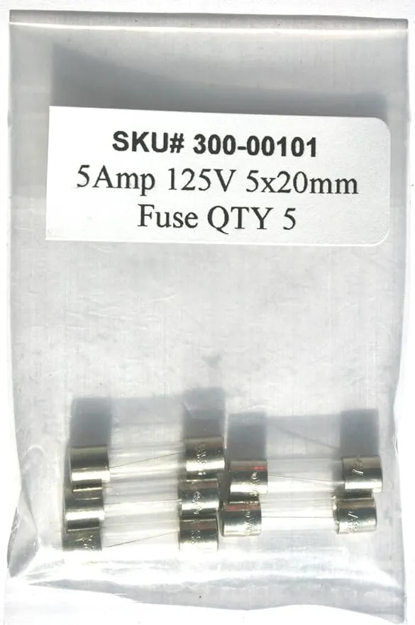 Bussmann GMA-5A 5 Amp Glass Fast Acting Cartridge Fuse, 125V UL Listed, 5-Pack