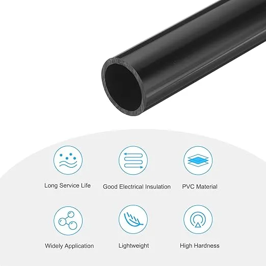 MECCANIXITY PVC Rigid Tube Round Pipe Tubing Hardware Tubing 21mm ID 25mm OD 20cm/8" Length Black High Impact for Water Pipe, Crafts, Cable Sleeve