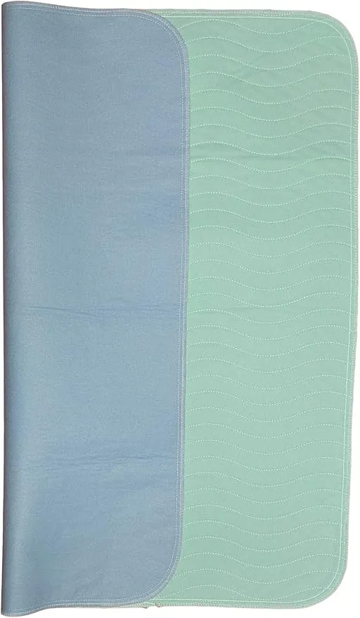 Bed Pad Washable Incontinence Underpad - Heavy Duty, Super Absorbent Waterproof Urinary Mattress Protector - Reusable Bed Wetting Premium Protection for Seniors, Children 34 x 36-4 Pk Blue/Green 7oz