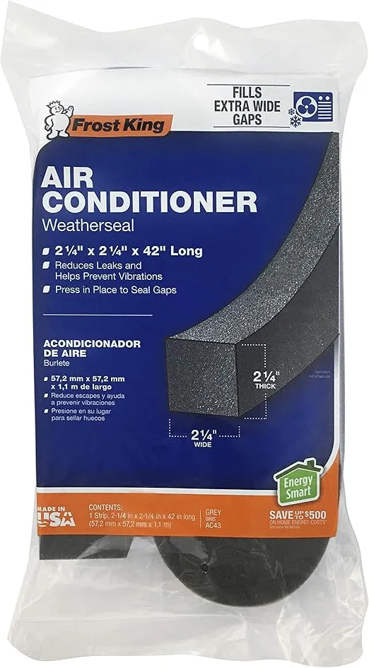Frost King AC43H Air Conditioner Weatherseal Tape, 2-1/4 Inch, 2-1/4" W, 2-1/4" T, 42" L, Dark Gray