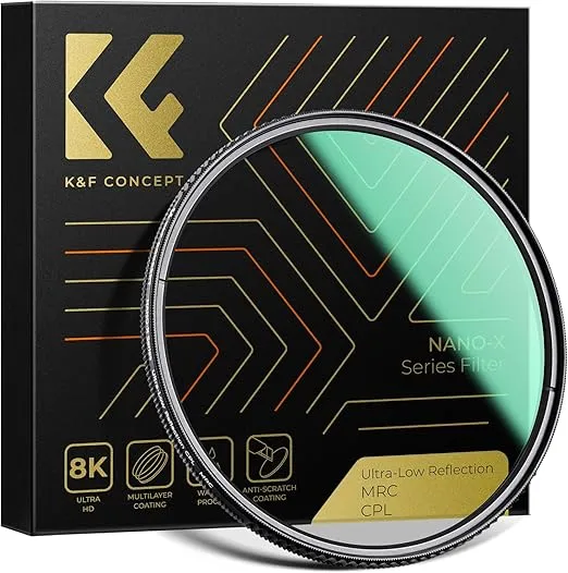 K&F Concept 67mm Ultra-Low Reflectivity Circular Polarizers Filter 28 Multi-Layer Coatings Ultra-Slim High Definition Polarizing Camera Lens Filter (Nano-X Series)