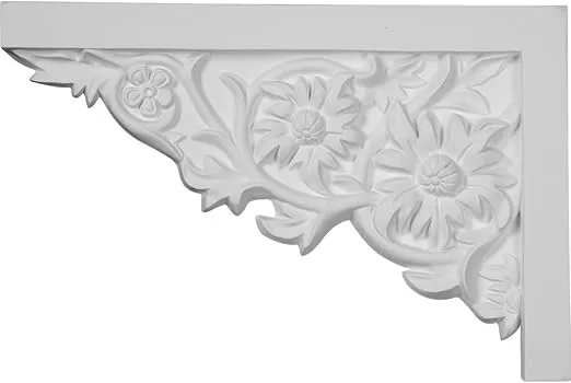 Ekena Millwork SB11X07FL-L Floral Large, Left Stair Brackets, 11 3/4"W x 7 7/8"H x 3/4"P, Primed