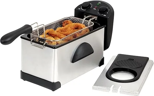 MegaChef Electric Oil Deep Fryer with Adjustable Temperature Control and Timer (3.17 Quart)