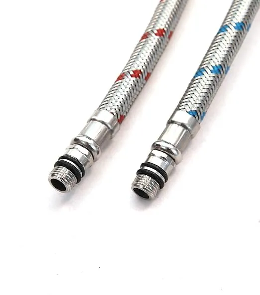 BWE 32-Inch Long Bathroom Kitchen Faucet Connector, Braided Stainless Steel Supply Hose 3/8-Inch Female Compression Thread x M10 Male Connector, x 2 Pcs (1 Pair)